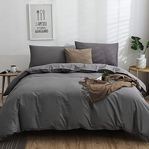 CLOTHKNOW Grey Comforter Set California King Dark Gray Bedding Comforter Sets Soft Men Women Comforter with 2 x Pillow Cases