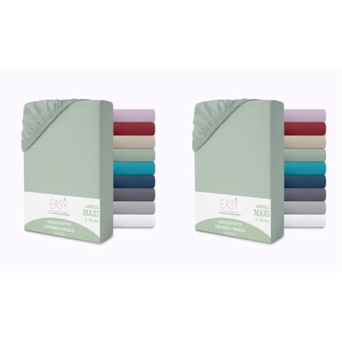 Single Fitted Sheet, 90 x 200 + 30 cm, Microfibre, 30 cm Height, Plain Colour, No Iron, Fitted Sheet with Elasticated Corners (Pack of 2)