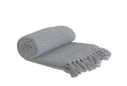 Emma Barclay Honeycomb - Recycled Cotton Plain Waffle Textured Chair Sofa Setee Throw Over Blanket in Silver Grey - 70x100 (178x254cm)