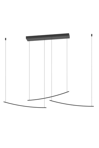 Eglo LED Pendant Light Vileggi, Adjustable Dining Table lamp with dimmable Dip Switch, Black Metal Ceiling lamp, Warm to Cool White, 3600 lumens