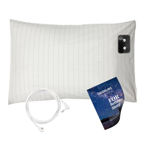 Silver Conductive Grounding Pillowcase with Grounding Connection Cord for Better Sleep Fits Queen Size Safe(20X30in) 1PCS