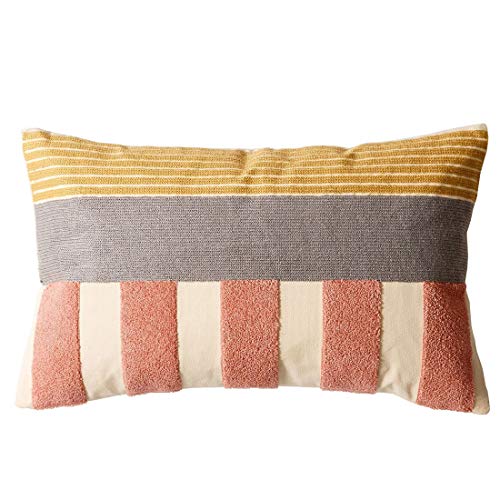 "vctops Boho Geometric Tufted Lumbar Decorative Throw Pillow Cover Farmhouse Cotton Embroidery Accent Cushion Case for Couch Sofa Bed (Embroidery9, 12""x20"")"