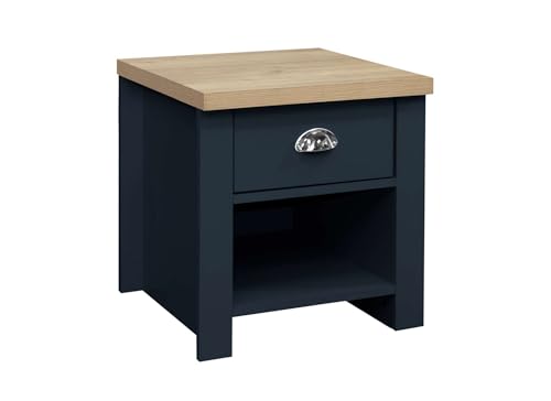 Birlea Highgate 1 Drawer Lamp Table Navy Blue & Oak Effect