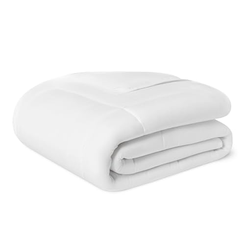 Amazon Basics Down Alternative Single Duvet, Spring and Summer 5.1 TOG, Hypoallergenic Machine Washable Quilt, 135 x 200 cm, White