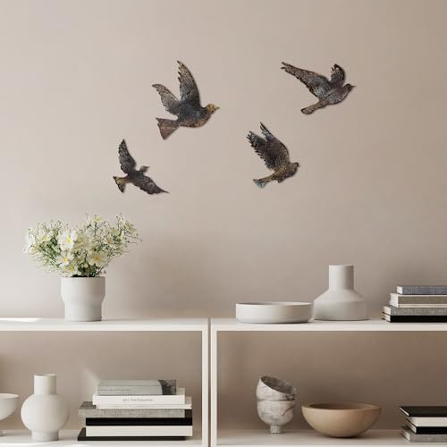Hand-painted decorative metal wall accessory set (4 pieces), 100% metal, 1.5 mm thick, unique colours and textures for stylish home decor