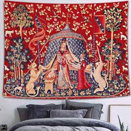 FEASRT Wall Hanging Medieval Princess Tapestry Maiden and Unicorn European Royal Tapestry for Bedroom Living Room Dorm Decor 80 x 60 Inch GTQQAY1210