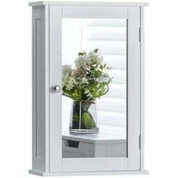 Bath Vida Bathroom Cabinet Single Mirrored Door Wall Mounted, White