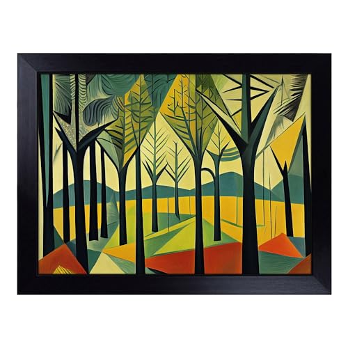 Lap Tray with Bean Bag Cushion, Spring Abstract Forest - Handmade in the UK, Raised Wooden Edge, Padded Cushion, Heat-Resistant Wipe-Clean Surface, for Meals, Laptops and Crafts