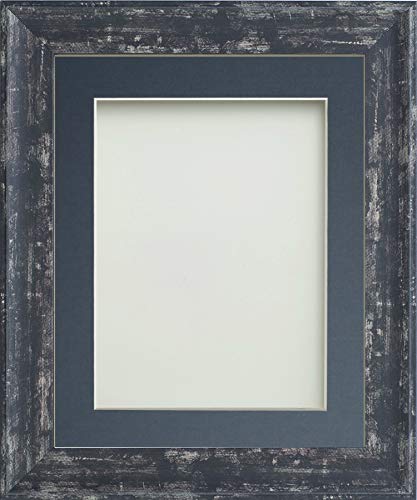Frame Company Lynton Coal Photo Frame with Blue Mount, 6x4 for 4x3 inch, fitted with perspex