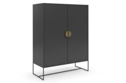 Dorel Home Asia Cabinet with 2 Doors in Anthracite, 90 x 40 x 125cm (WxDxH)