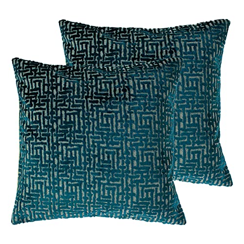 Paoletti Delphi Twin Pack Polyester Filled Cushions, Teal, 45 x 45cm