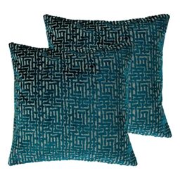 Paoletti Delphi Twin Pack Polyester Filled Cushions, Teal, 45 x 45cm