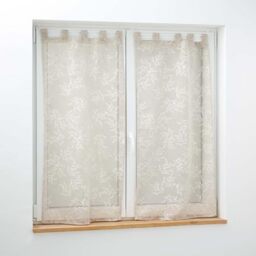 Douceur d'Intérieur Karla Tab-Top Sheer Curtain Pair (2 x 60 x 160 cm) Taupe Woven Voile with Appliqué