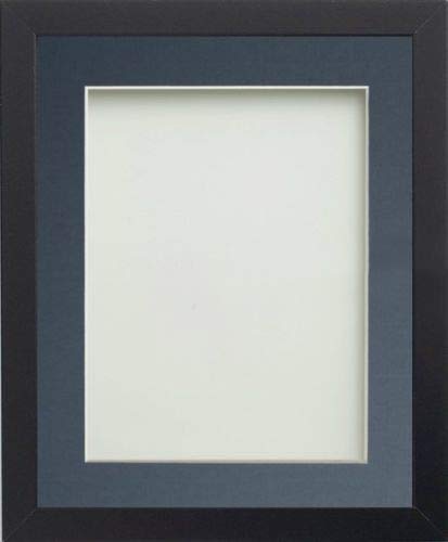 Frame Company Allington Black Photo Frame with Blue Mount, A4 for 10x6 inch, fitted with perspex