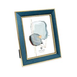 Isaac Jacobs Velvet Picture Frame with Metallic Gold Double Border, Photo Frame, Horizontal & Vertical, Made for Tabletop & Wall Display, for Home and Office (8x10, Teal)