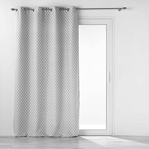 Douceur d'Intérieur, Grey Jacquard Chenille Mariella Eyelet Curtain 140 x 260 cm