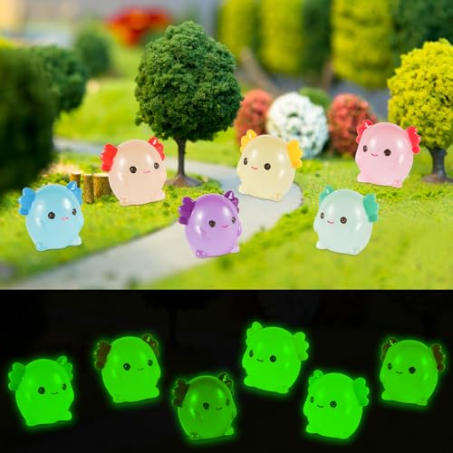 32 Mini Axolotl Fosforescenti In Resina - Si Illuminano Al Buio - 8 Colori - Per Decorazioni Giardino, Terrario, Regali - 2