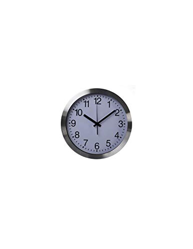 Perel DCF77 Radio-Controlled Wall Clock Analogue Round 30 cm Aluminium Silver