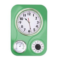 Lily's Home Retro Kitchen Clock with Temperature and Timer (Retro Green)