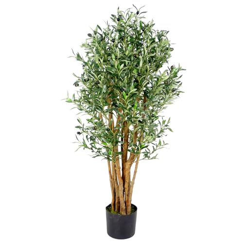 Leaf Design UK Artificial Olive Tree in Black Plastic Pot