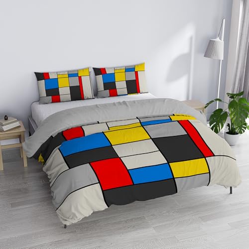 SD67 Double Duvet Cover Set, 100% Cotton, Made in Italy, 250 x 200 cm with Double Flap 50 cm + 2 Pillowcases 50 x 80 cm with Internal Flap, Digital Print