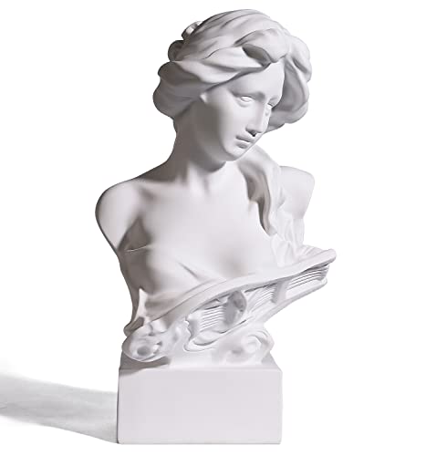 YUEOECOR Greek Statue of Musical Goddess, Classic Roman Head Bust Greek Mythology Sculpture Living Room Home Art Décor