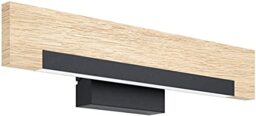Eglo LED wall lamp Camacho, 1 Flame wall Light dimmable, wall Spotlight Indoor Modern Made of Steel, Wood and Plastic, Living Room lamp, Hallway lamp in Black, Natural, White