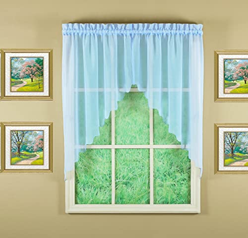 "Today's Curtain Emelia Original Voile Swag Pair 38"", Sky Blue, 60"" W x 38"" L"