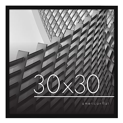 Americanflat Photo Frame 70 x 70 cm Black – Wall Frame 70 x 70 cm with Mount or 80 x 80 cm without Mount – Slim Frame with Plexiglass and Integrated Wall Hook