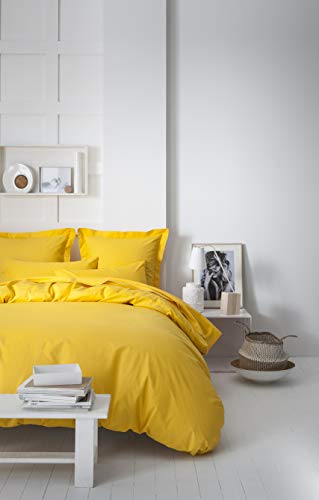 Today Drap Sheet, 100% Cotton, Yellow (Saffron), 180 x 290 cm