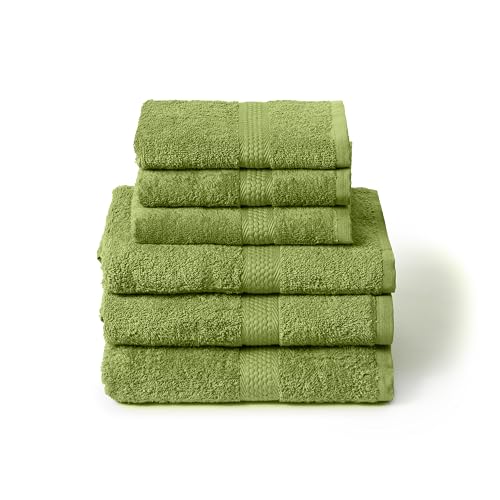 Caleffi Set of 6 Bath Towels with Guest – Consisting of 3 x Face Towel 55 x 100 cm + 3 x Bidet Towel 40 x 60 cm – 100% Soft and Ultra Absorbent Cotton – Shower, Face and Hospitality Bath Set
