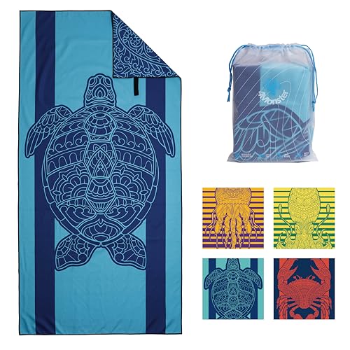 "4Monster Microfiber Beach Towel Quick Dry,Super Absorbent Lightweight Travel Towel for Swimmers, Sand Free Camping Towel, Beach Towels for Pool,Swim,Water Sports,Yoga (01Sea ??????turtle, 78.00"" x 35.00"")"