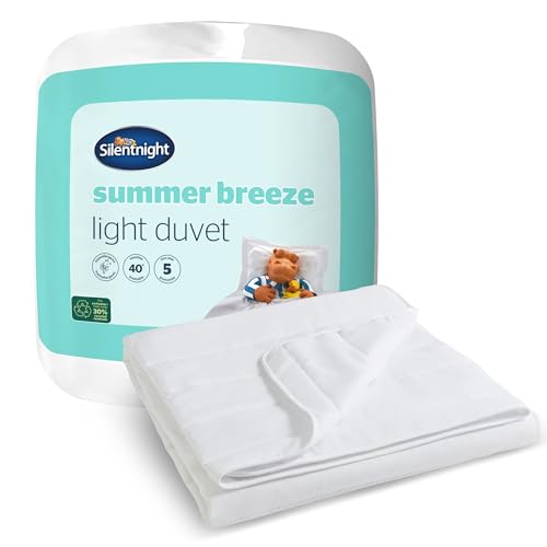 Silentnight Summer Breeze 1.0 Tog Duvet - Soft & Lightweight Summer Duvet Quilt Ideal for Warm Nights and Hot Sleepers - Breathable Cool Comfort - Hypoallergenic and Machine Washable, Single