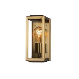 Konstsmide 7348-800 Carpi Box Outdoor Wall Light Mains Powered/W: 12cm D: 12cm H: 28cm / 1 x 60 W E27 Max Wall Lamp/Clear Glass/Steel / IP44 / Outside Light Brass