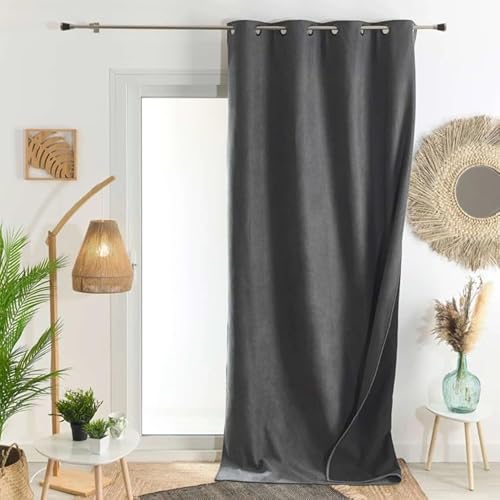 Home Maison Phonic and Semi-Blackout Thermal Curtain – 140 x 300 cm – Anthracite Grey – 8 Gun Eyelets Ready to Hang