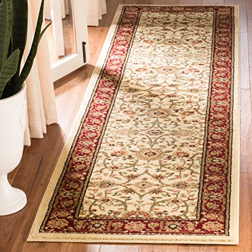 Safavieh Traditional Rug for Living Room, Dining Room, Bedroom - Lyndhurst Collection, Short Pile, in Ivory and Red, 80 x 180 cm