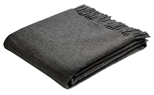 Biederlack Britta Plaid Pure Blanket Throw, Wool, Anthracite, 130 x 170 cm