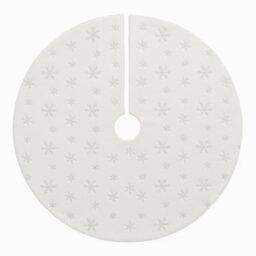 White Christmas Tree Skirt 120 cm with Snowflakes - Soft Round Rug Christmas Decoration