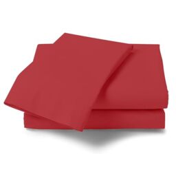 GC GAVENO CAVAILIA Non Iron Plain Dyed Percale Flat, Soft Polycotton Sheets, 180 Thread Count Easy Care Bedding, Red, King