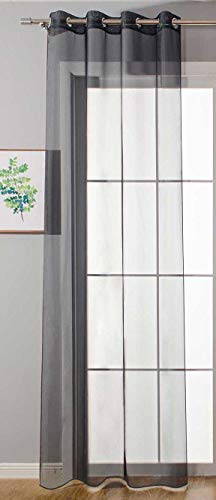 Gardinenbox 20332-cn Curtains with Eyelets for Living Room 145 x 140 cm Black