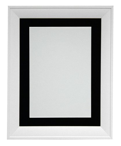"FRAMES BY POST 39x18mm Metro White Picture Photo Frame with Black Mount 12""x10"" for Pic Size 10""x8"""