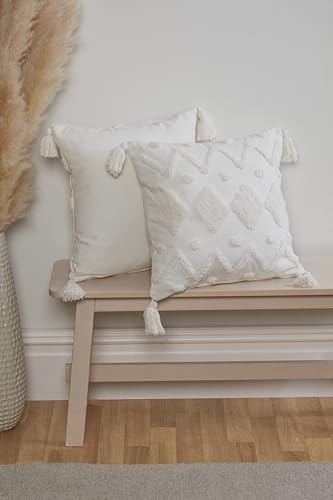 Rapport Home Geometric Tufted Cushion Cover Juniper Cream Cushion Cover