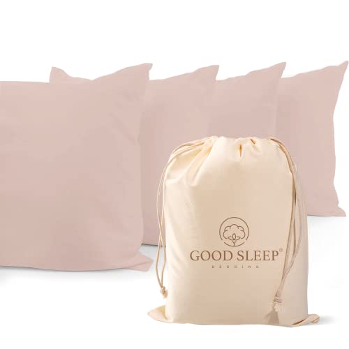 1000 TC Blush Standard Pillowcases Set of 4 100% Egyptian Cotton Pillow Cases with Long Staple Cotton & Sateen Weave, Silky Soft Hotel - Like Bed Pillow Covers for Comfy Sleeping, Snug Fit