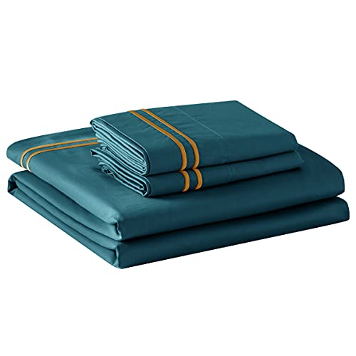 TOYABR Duvet Cover Set 3 Piece Bedding-60% cotton and 40% Tencel-2 Pillowcases +1 Duvet Cover-breathability & lightness(Emerald,230x220cm,50x75x2cm)