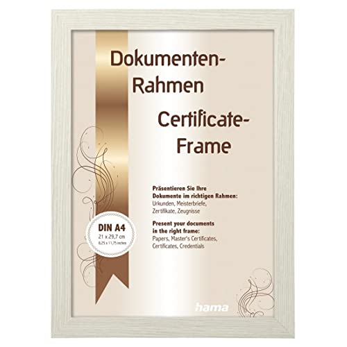 Hama Picture Frame Waves 21 x 29.7 cm (Wooden Frame, Photo Frame, Portrait Format, Landscape Format, for Hanging, Standing, Hanging Device, Picture Format DIN A4) Birch