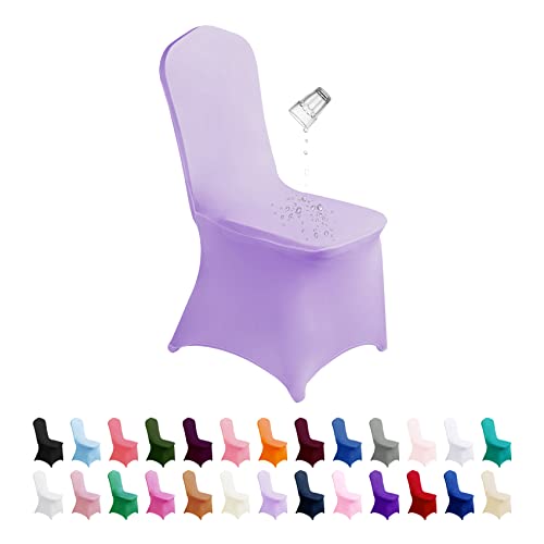 Supero Waterproof Spandex Chair Cover, 25PCS Spandex Dining Chair Covers, Waterproof Chair Covers Protector Stretch Chair Cover for Party, Banquet, Wedding Event(Lavender)