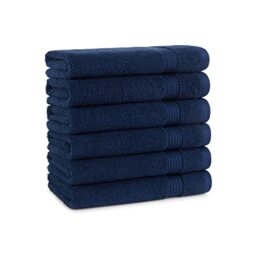 Arkwright 100% Cotton Luxury Hand Towels - (Pack of 6) 600 GSM Soft & Absorbent, Quick-Drying, Perfect for Beach Houses, Hotels, and Rental Properties, Lapis Navy
