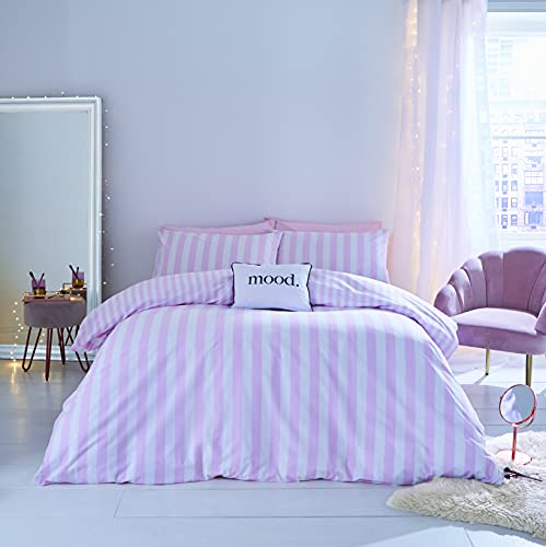 Sassy B Bedding Stripe Tease Reversible Single Duvet Cover Set with Pillowcase Pink, Twin