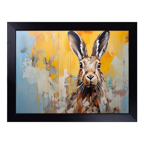 Lap Tray with Bean Bag Cushion, Hare Contemporary - Handmade in the UK, Raised Wooden Edge, Padded Cushion, Heat-Resistant Wipe-Clean Surface, for Meals, Laptops and Crafts
