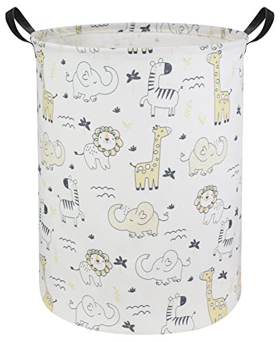 HIYAGON Baby Laundry Basket, Baby Basket for Nursery Boys and Girls, Cute Kids Toy Storage Box Organiser, Animal Room Decoration (Animals)